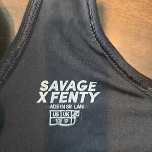 Savage X Fenty Rihanna Black Sports Bra Racerback Wireless Gym Top Sz 10 Medium
